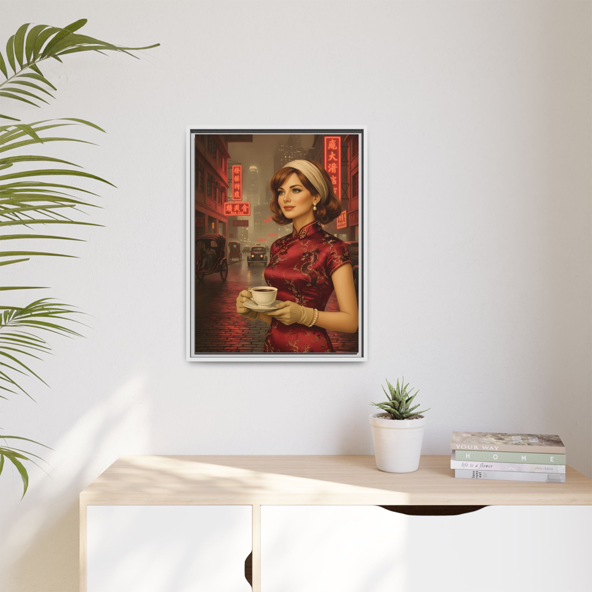 The Dragon Lady of Hong Kong Framed Canvas