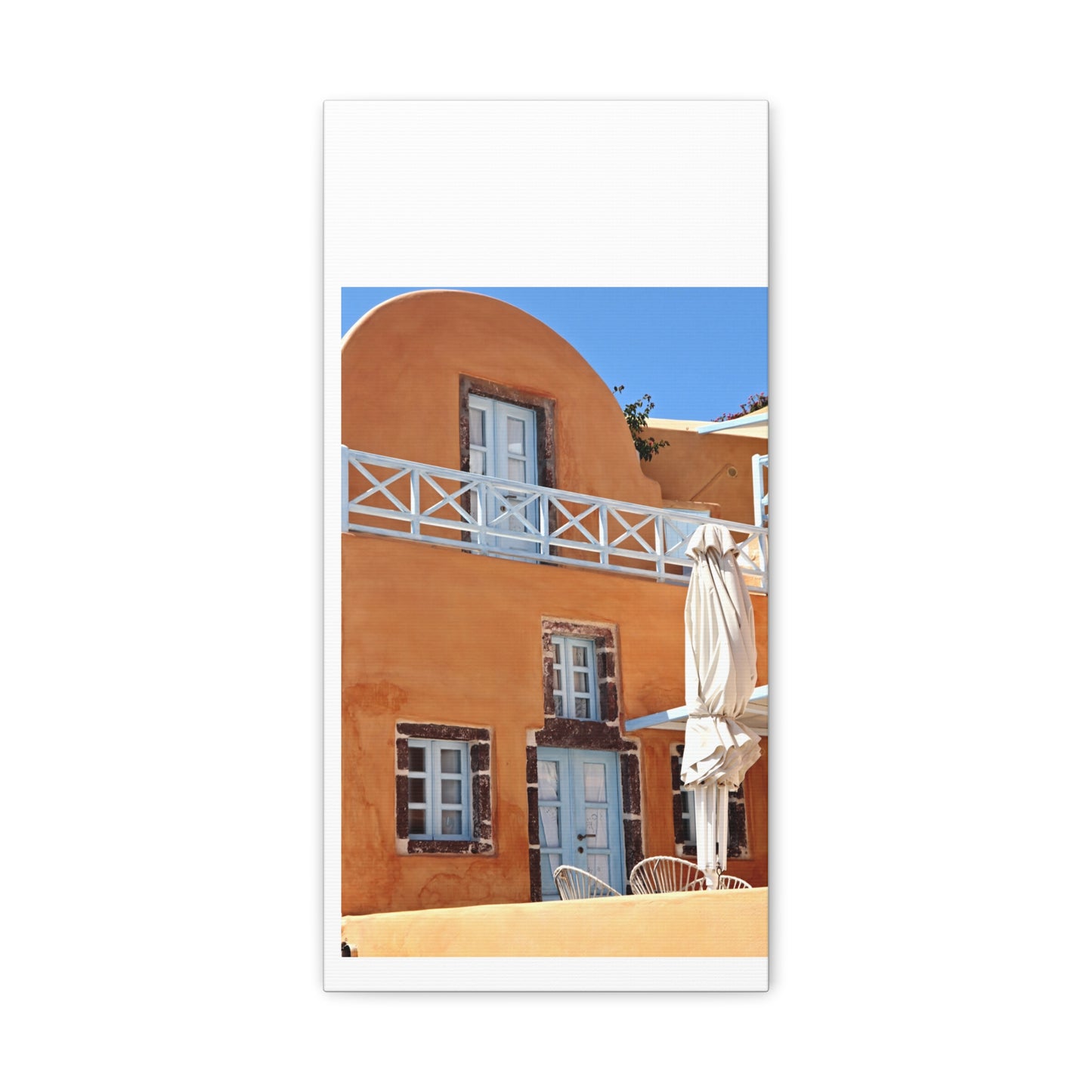 Oia Santorini Orange Facade Canvas — Mediterranean Terracotta Matte Wall Art