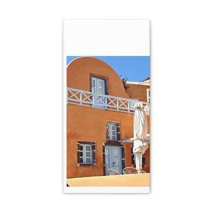 Oia Santorini Orange Facade Canvas — Mediterranean Terracotta Matte Wall Art