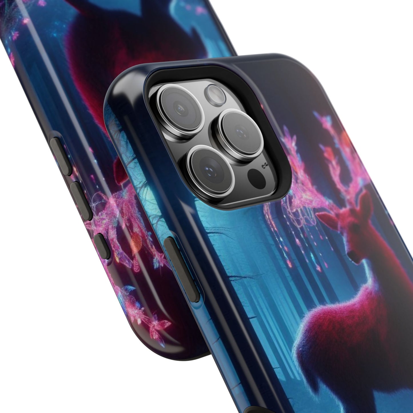 Magnetic Impact-Resistant Phone Case — Neon Fantasy Deer Forest Design