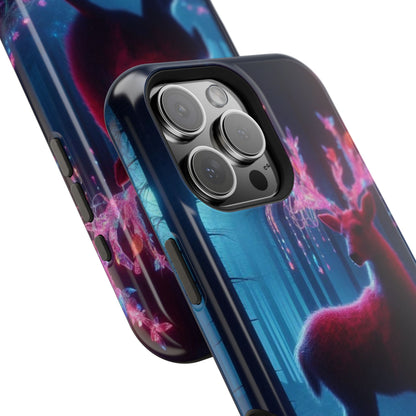 Magnetic Impact-Resistant Phone Case — Neon Fantasy Deer Forest Design
