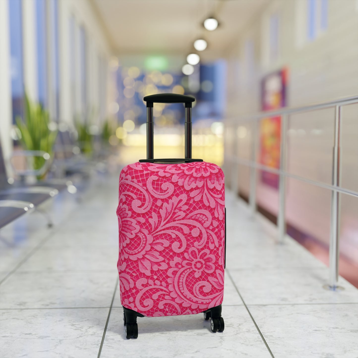 Pink Paisley Luggage Cover — Floral Travel Suitcase Protector