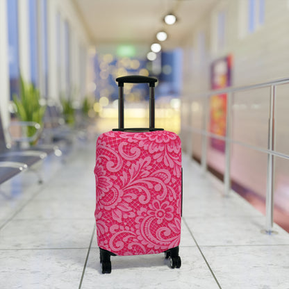 Pink Paisley Luggage Cover — Floral Travel Suitcase Protector