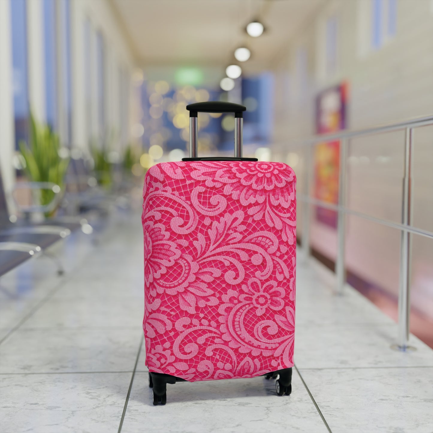 Pink Paisley Luggage Cover — Floral Travel Suitcase Protector