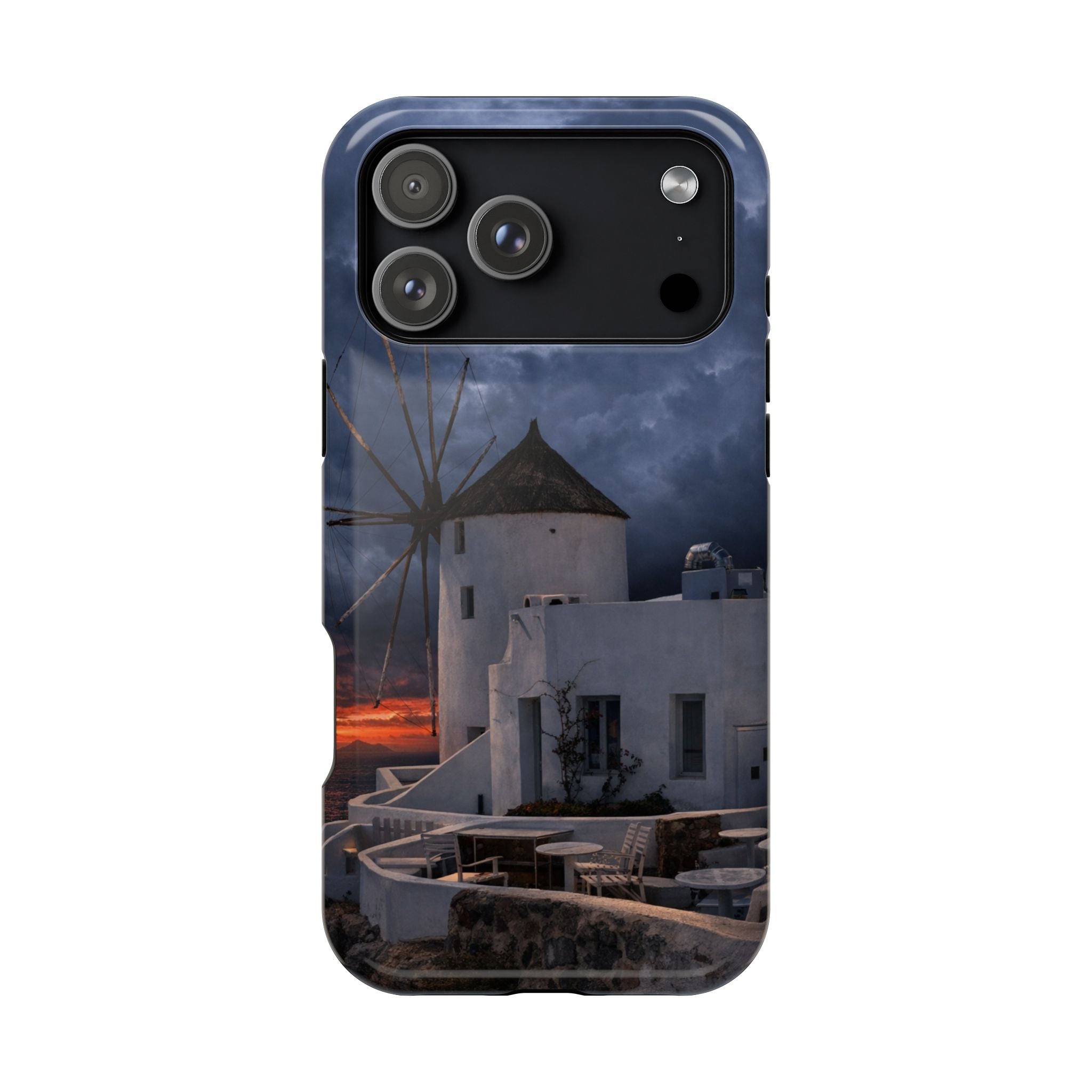 Santorini Windmill Sunset phone case | Magnetic impact-resistant case Greek Island Travel Gift