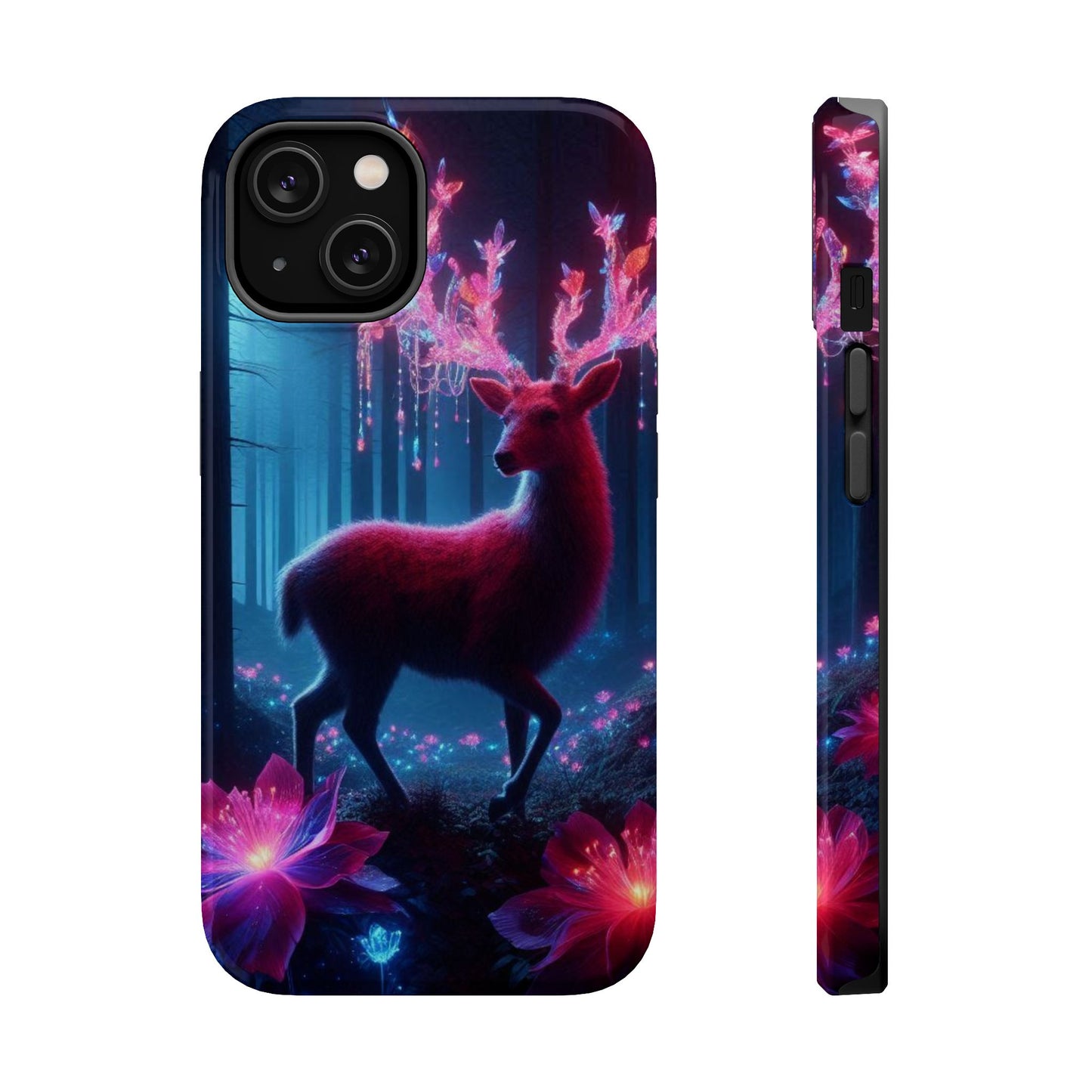 Magnetic Impact-Resistant Phone Case — Neon Fantasy Deer Forest Design