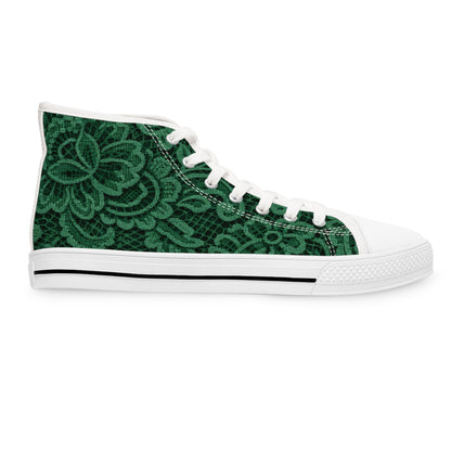 Women’s High Top Sneakers — Emerald Lace Floral Print