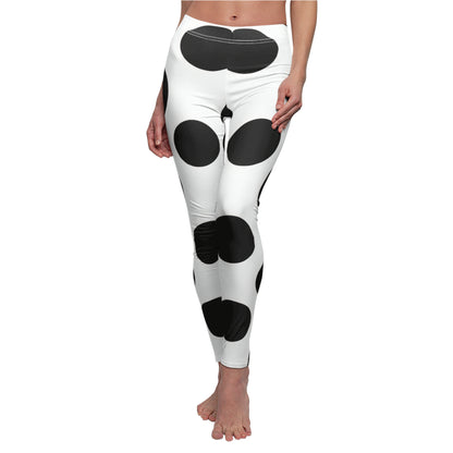 Black & White Dalmatian Spot Leggings — Women's Casual AOP Leggings
