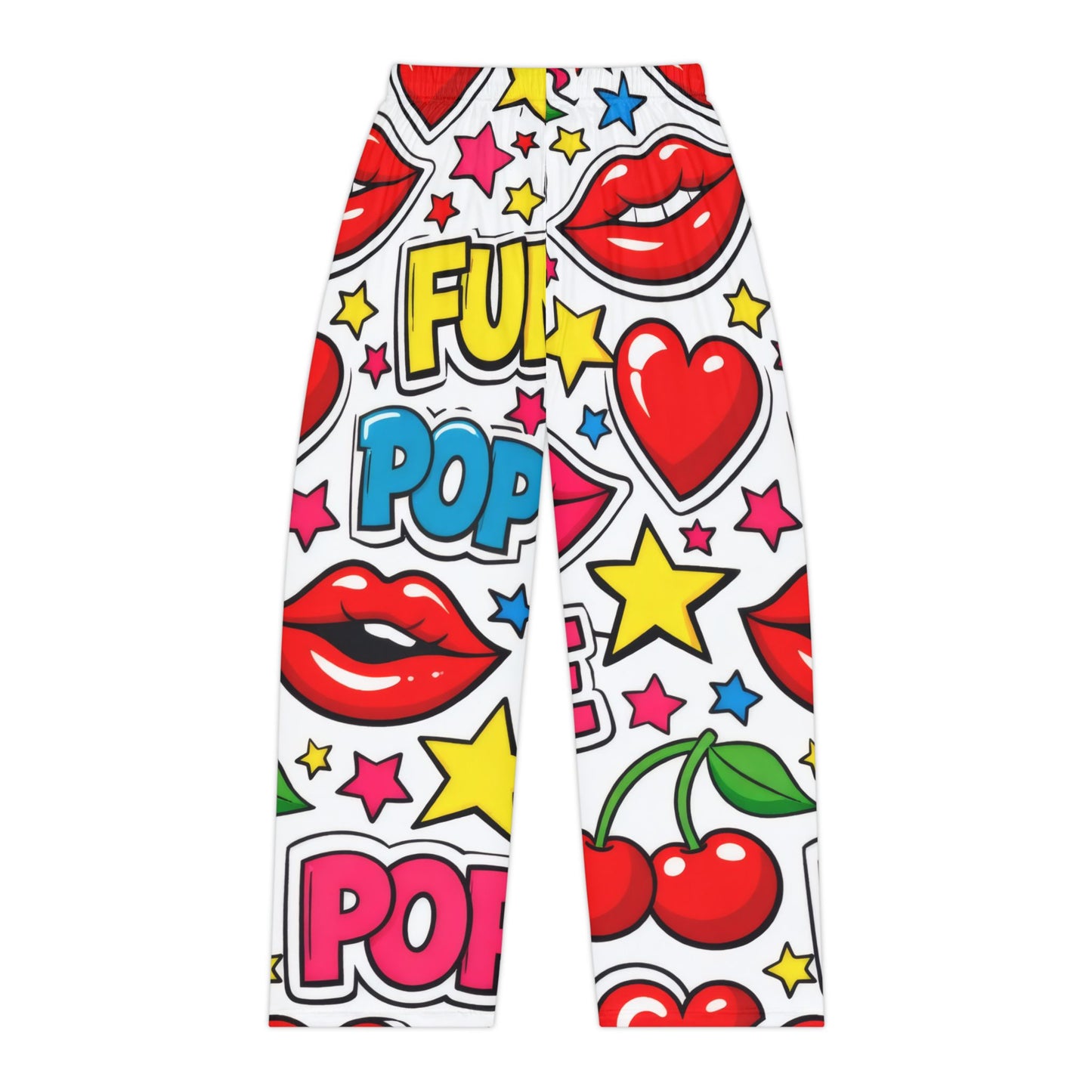 Pop Art Cherry Pajama Pants — Women's Fun Lip & Heart Lounge Sleepwear