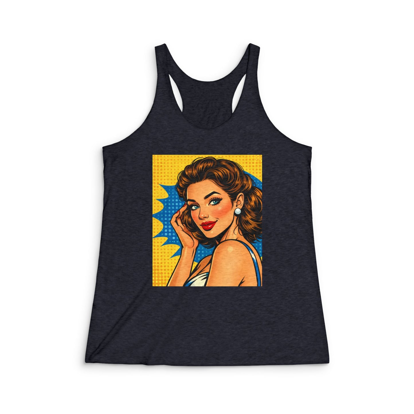 Retro Pinup Racerback Tank Top — Pop Art Glam Graphic