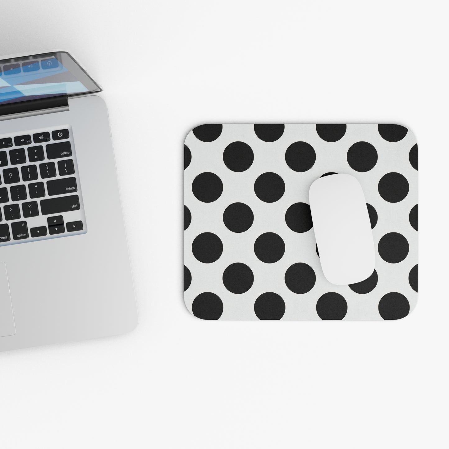 Polka Dot Mouse Pad — Black & White Retro Desk Accessory