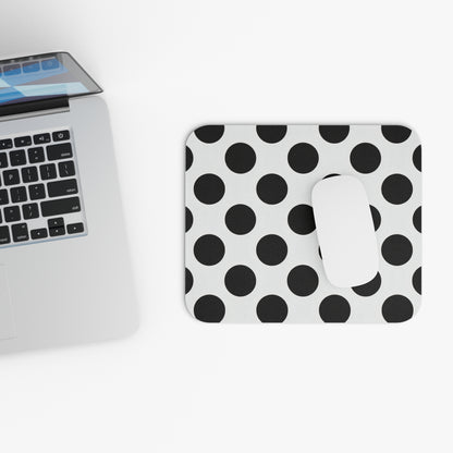 Polka Dot Mouse Pad — Black & White Retro Desk Accessory