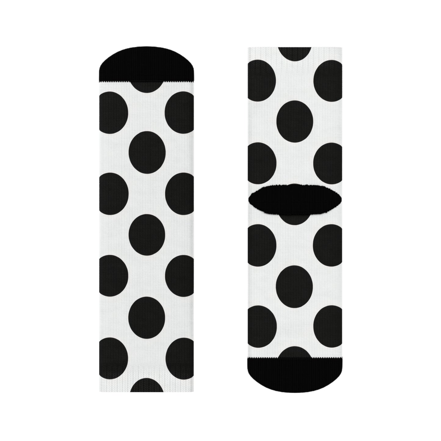 Black Polka Dot Crew Socks - Classic Monochrome Fashion Socks