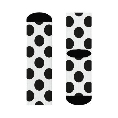 Black Polka Dot Crew Socks - Classic Monochrome Fashion Socks