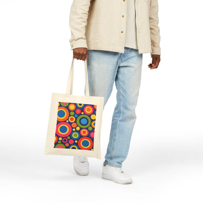 Retro Colorful Circles Canvas Tote Bag