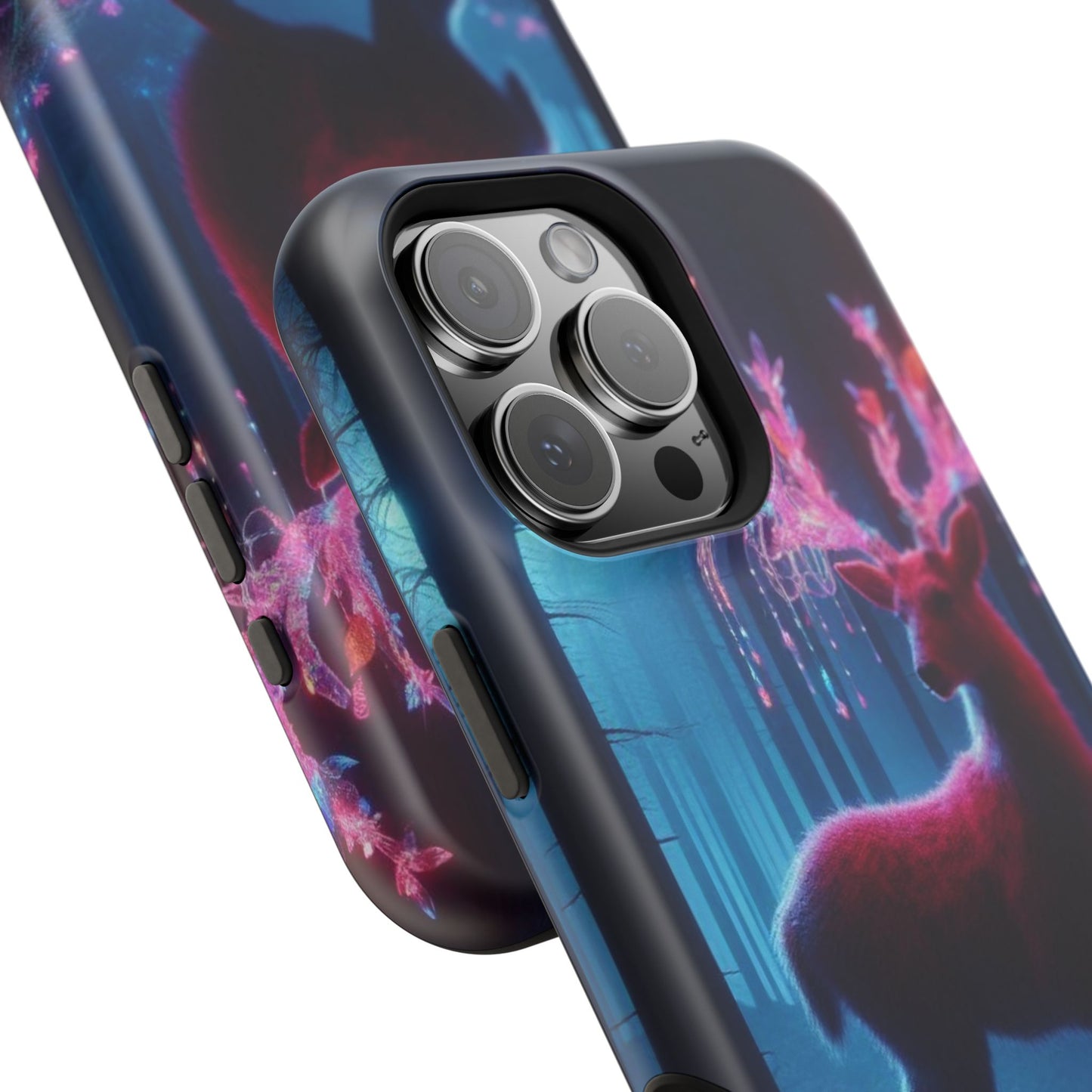 Magnetic Impact-Resistant Phone Case — Neon Fantasy Deer Forest Design
