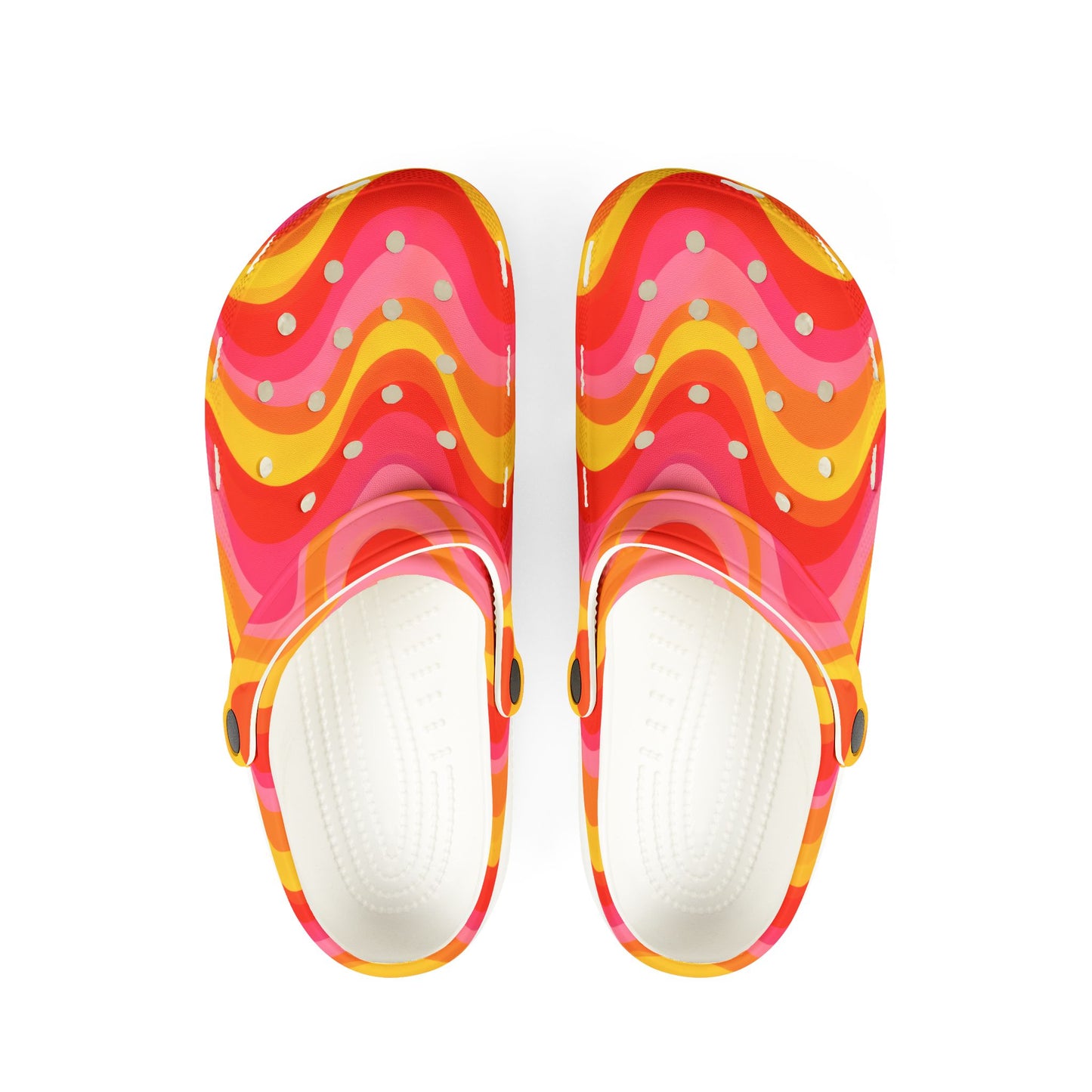 Retro Wave EVA Foam Clogs — Colorful Orange Pink Swirl Slip‑Ons