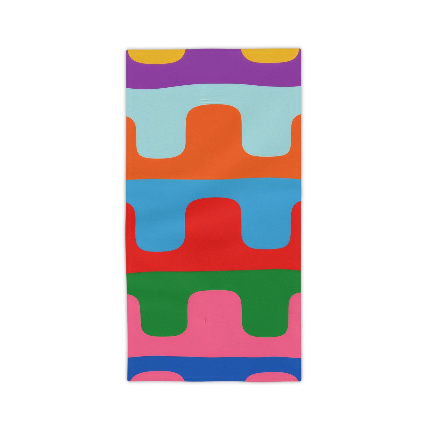 Colorwave Abstract Beach Towel — Bright Retro Geometric Stripes