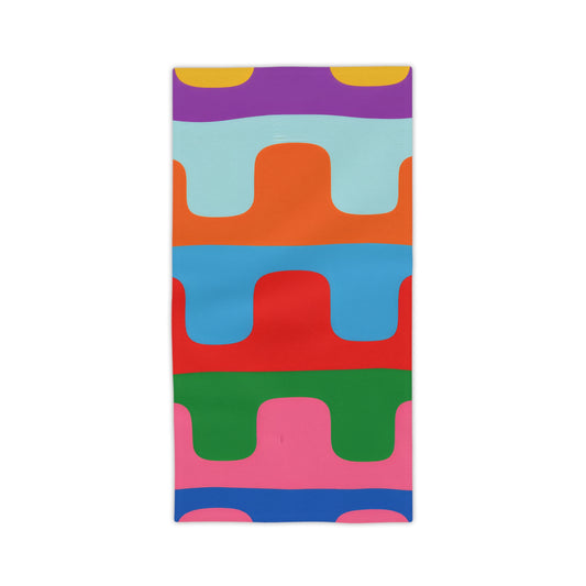 Colorwave Abstract Beach Towel — Bright Retro Geometric Stripes