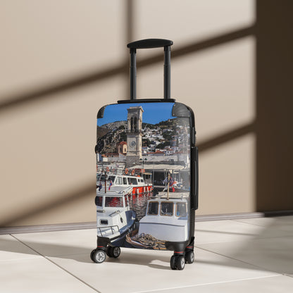 Hydra Greece Photo Suitcase | Travel Luggage with Coastal Marina Print