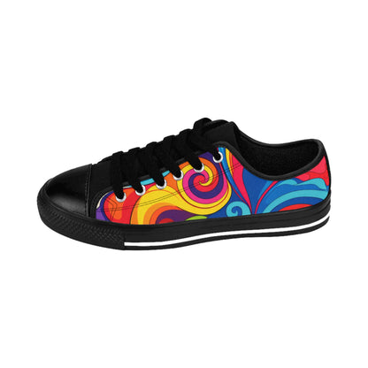 Women's Colorful Swirl Sneakers — Vibrant Psychedelic Low-Top Shoes
