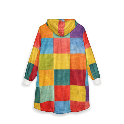 Colorblock Patchwork Hoodie — Cozy Oversized Fleece for Lounging & Gifts
