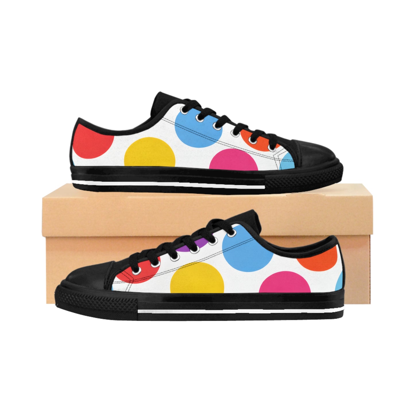 Polka Dot Women's Sneakers — Colorful Retro Dots Casual Shoes