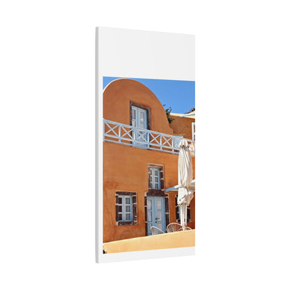 Oia Santorini Orange Facade Canvas — Mediterranean Terracotta Matte Wall Art