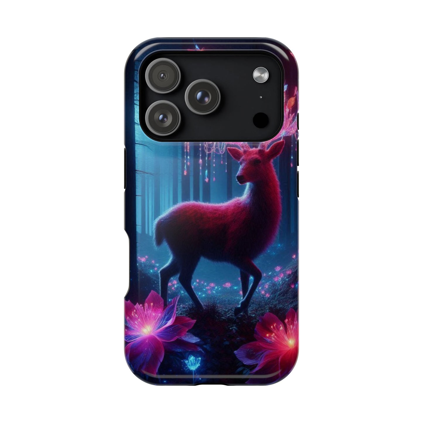 Magnetic Impact-Resistant Phone Case — Neon Fantasy Deer Forest Design