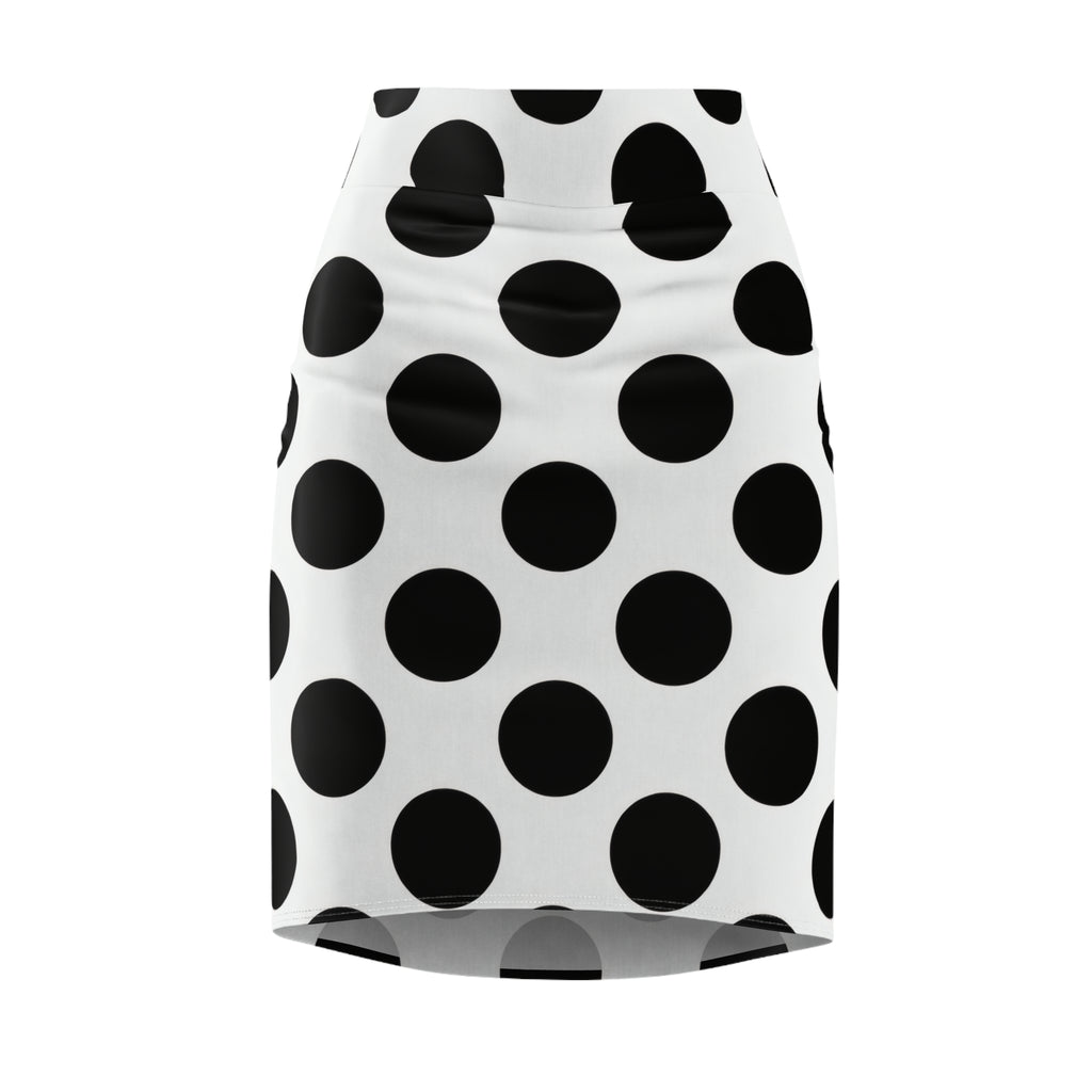 Dot Matrix - B&W Polka Dot Pencil Skirt