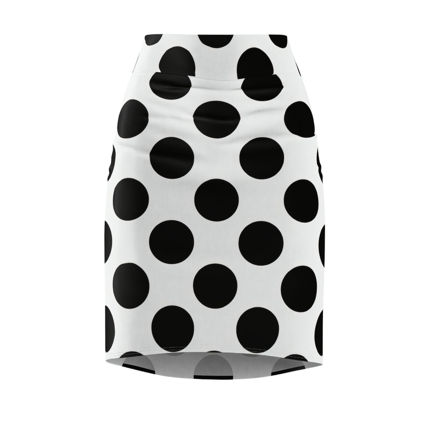 Black & White Polka Dot Pencil Skirt — Retro High-Waist AOP
