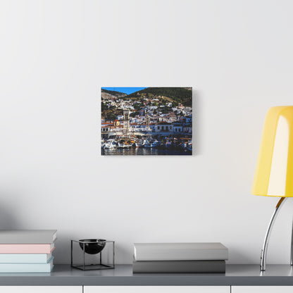 Hydra Island Greece Canvas Print, Mediterranean Harbor Wall Art, Greek Island Coastal Decor, Scenic Travel Photography Poster