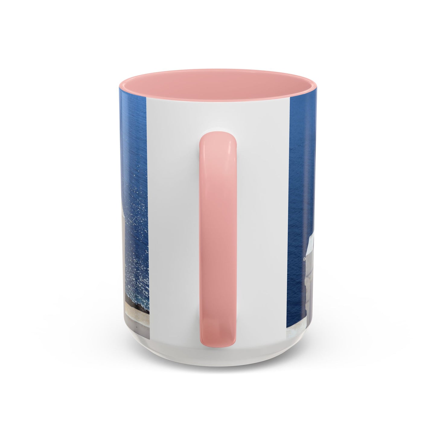 Santorini Bell Towers coffee mug | Greek island scene, blue sea accent mug