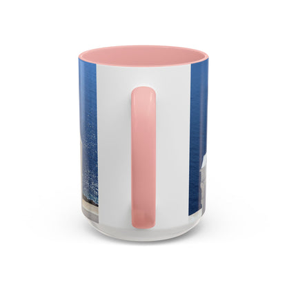 Santorini Bell Towers coffee mug | Greek island scene, blue sea accent mug