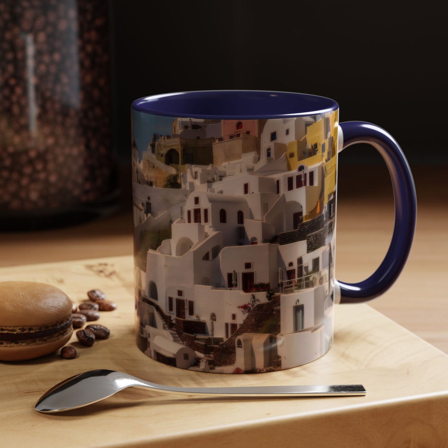 Santorini Sunset Mug, Oia Greece Coffee Cup, Mediterranean Architecture Travel Gift, Greek Island Home Decor, Aesthetic Santorini Souvenir