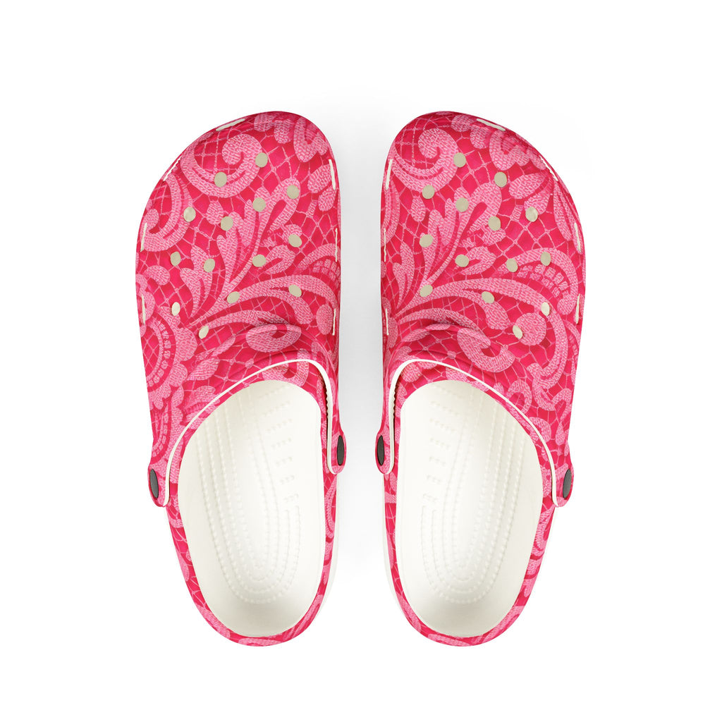 Pink Paisley Lace Clogs