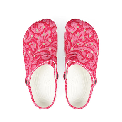 Pink Floral Garden Clogs — EVA Foam Slip-On Shoes