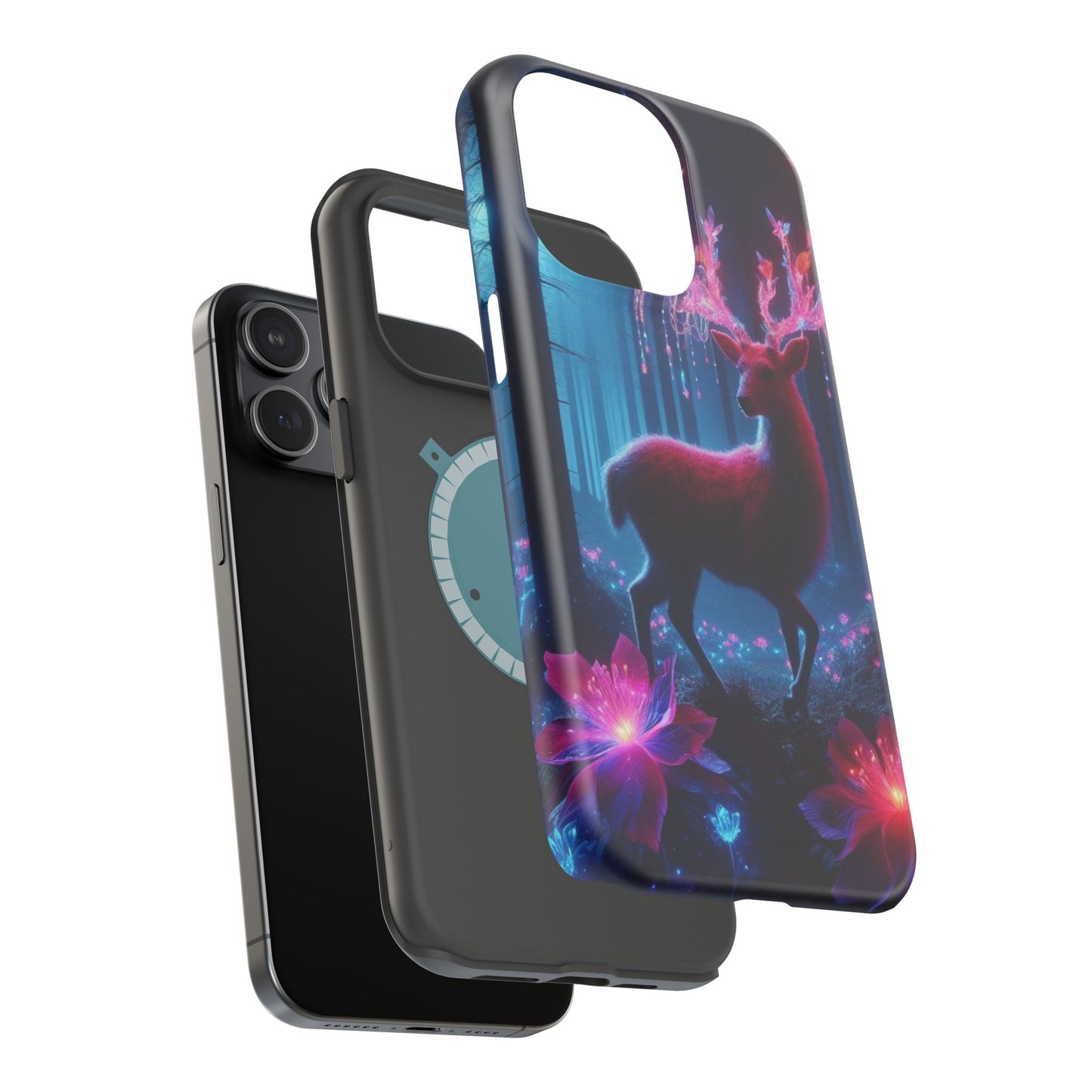 Magnetic Impact-Resistant Phone Case — Neon Fantasy Deer Forest Design