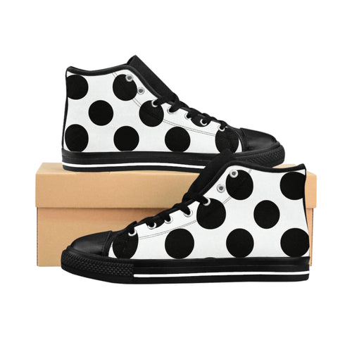 Black Polka Dot High-Top Sneakers