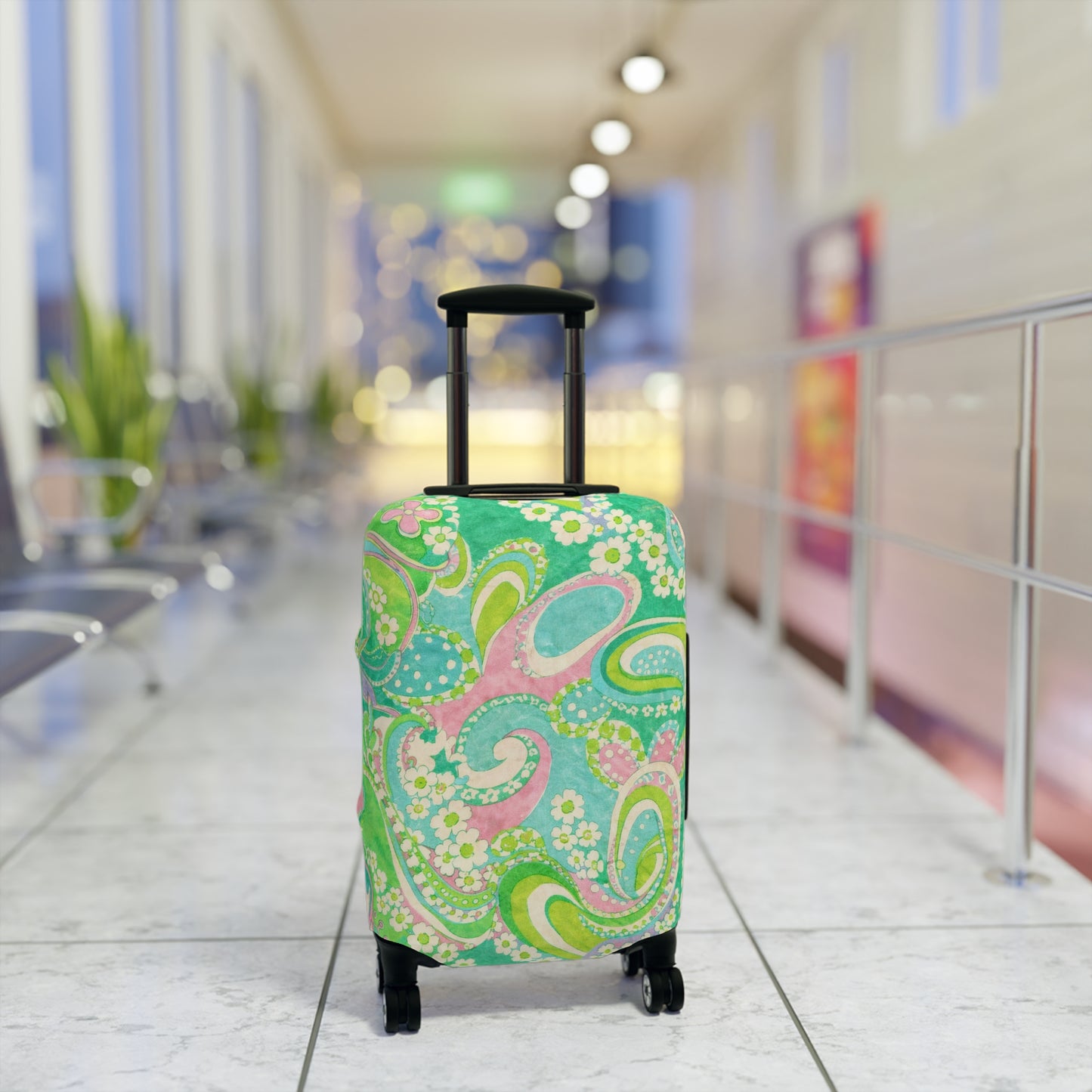 Pastel Paisley Luggage Cover – Floral Green Travel Protector