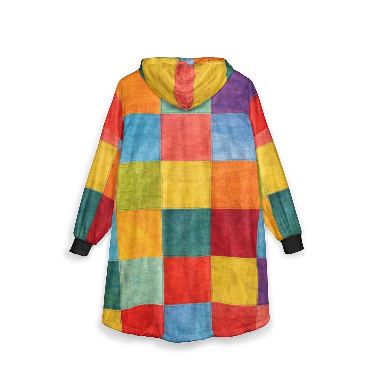 Colorblock Patchwork Hoodie — Cozy Oversized Fleece for Lounging & Gifts