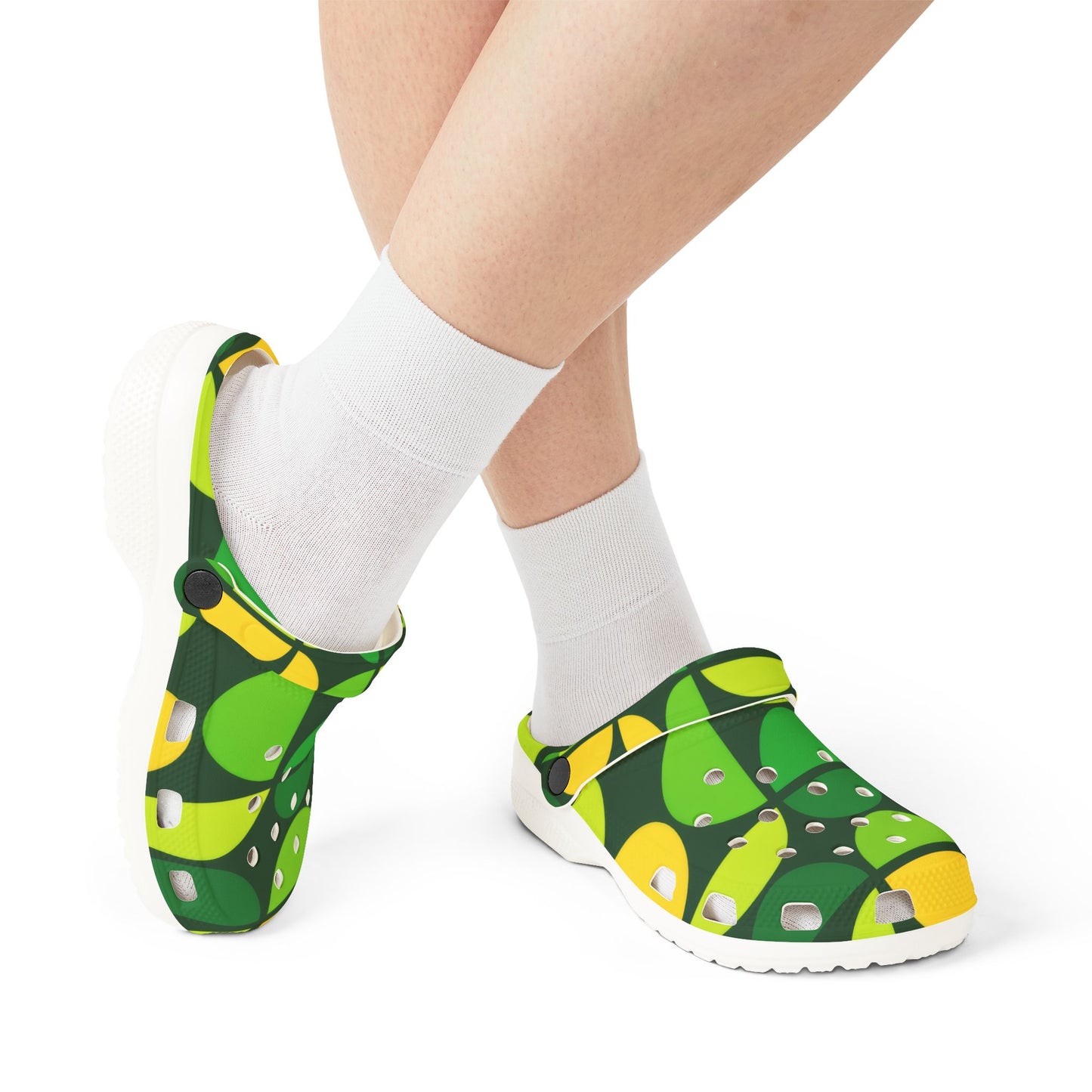 Green Citrus Pattern Clogs — EVA Foam Garden Shoes