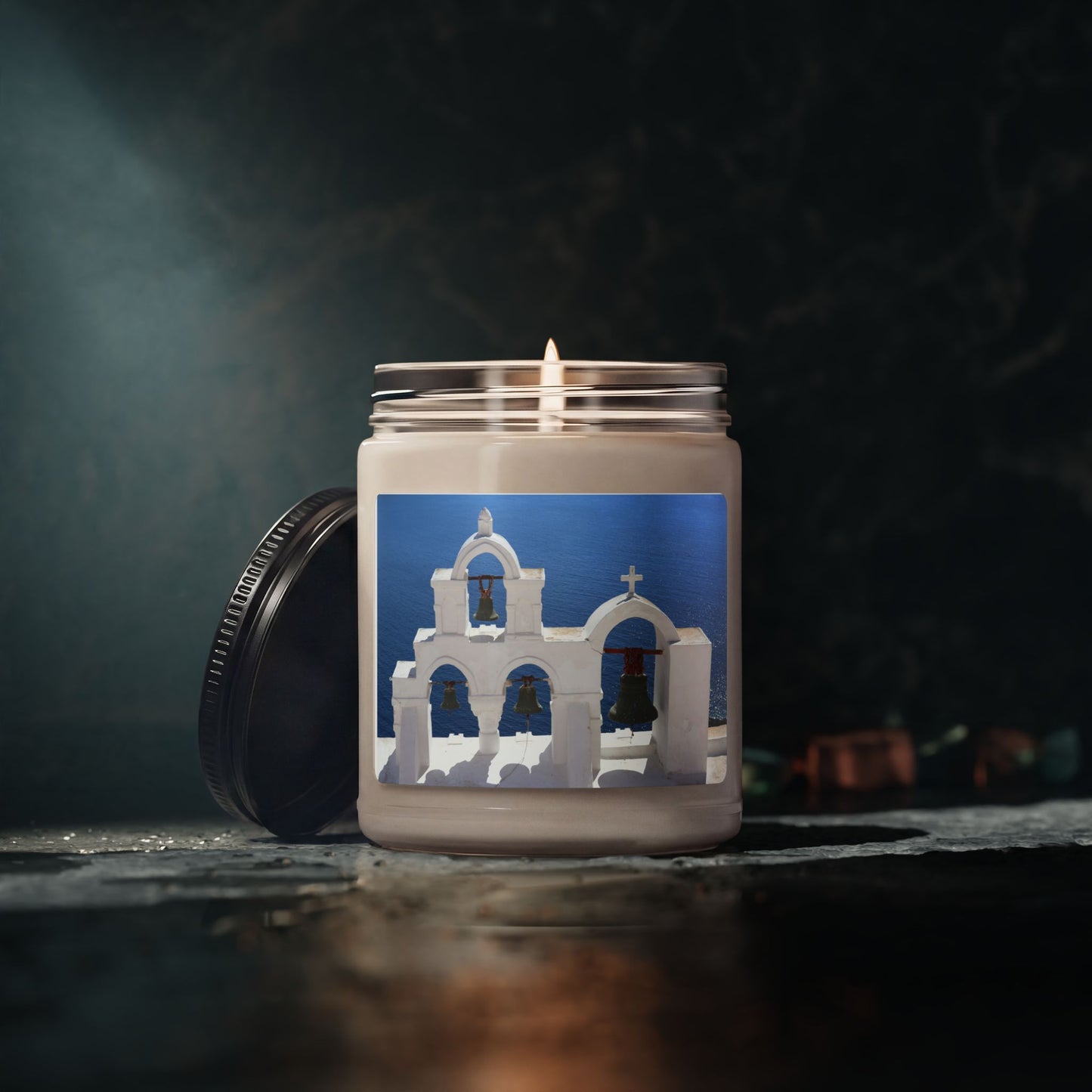 Santorini Blue Church Bells Soy Candle 9oz — Mediterranean Seaside Scent