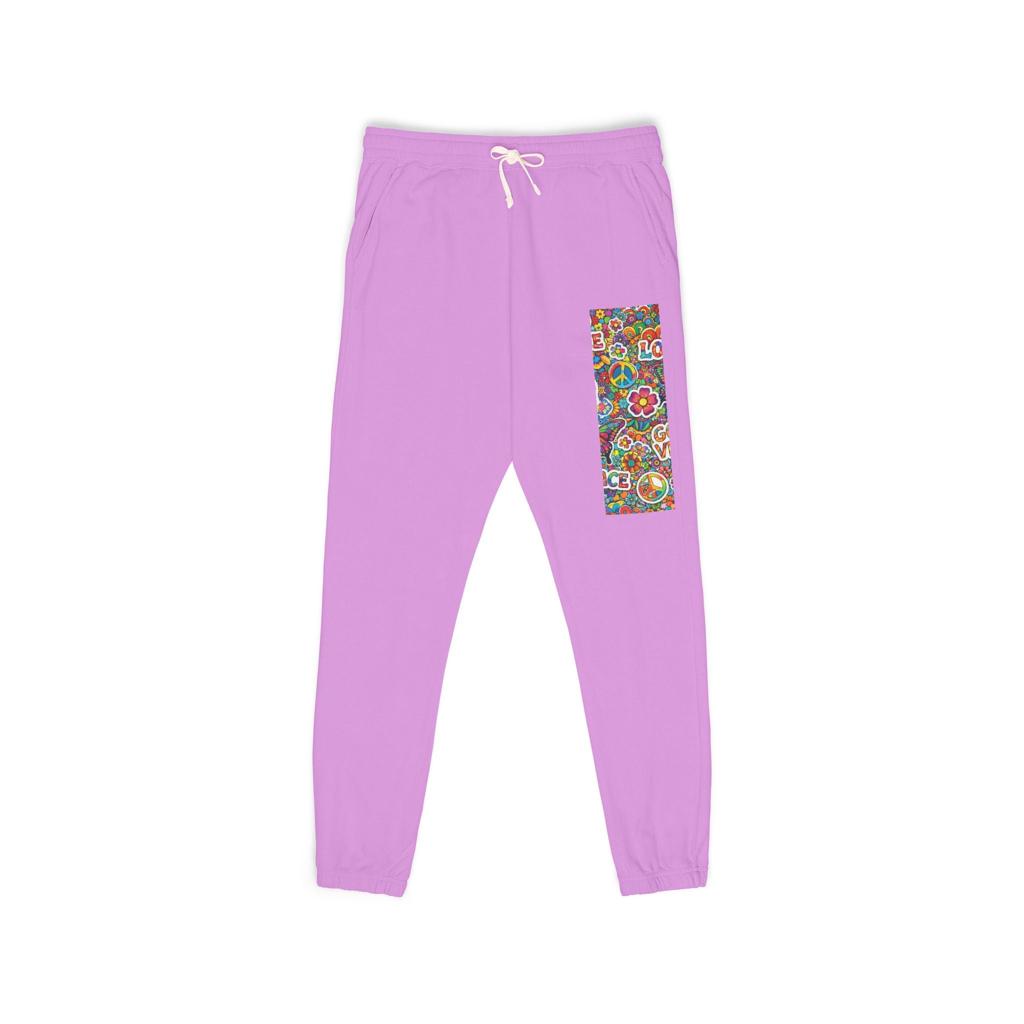 Floral Mosaic Joggers — Colorful Patch Graphic Sweatpants