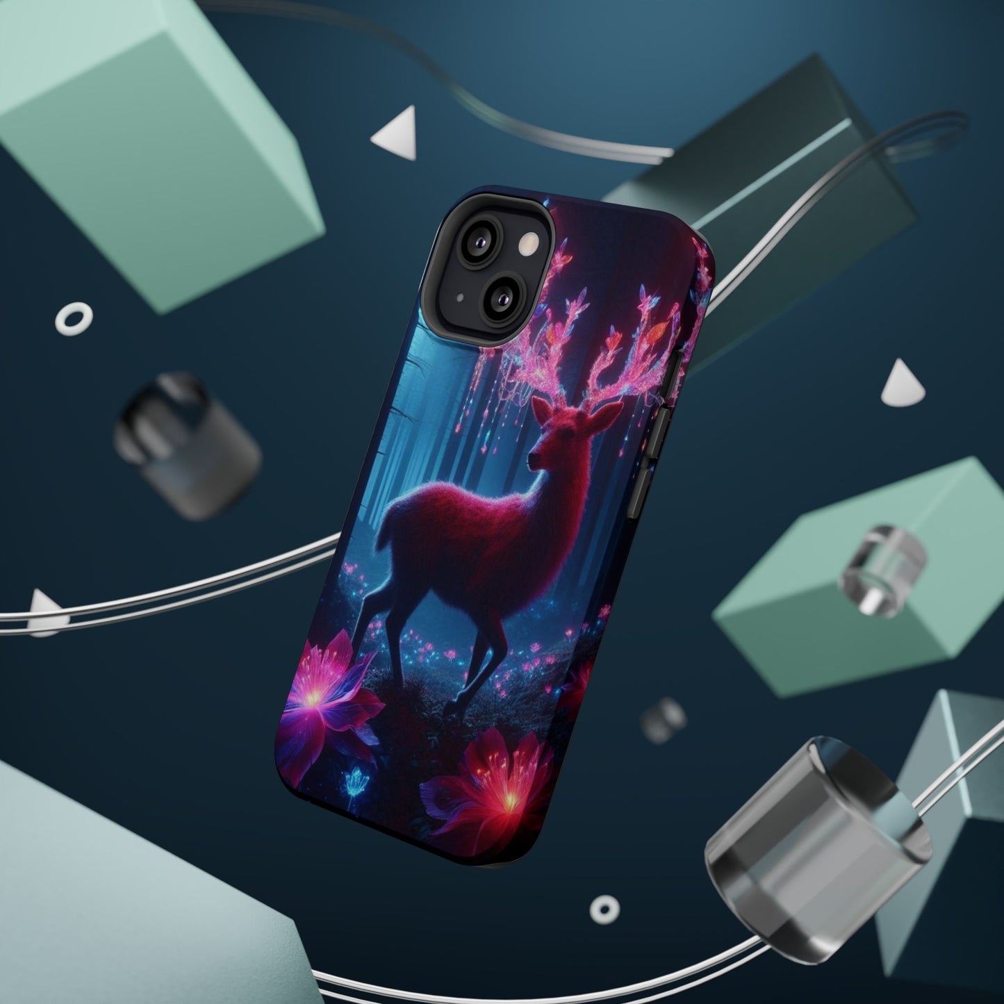 Magnetic Impact-Resistant Phone Case — Neon Fantasy Deer Forest Design