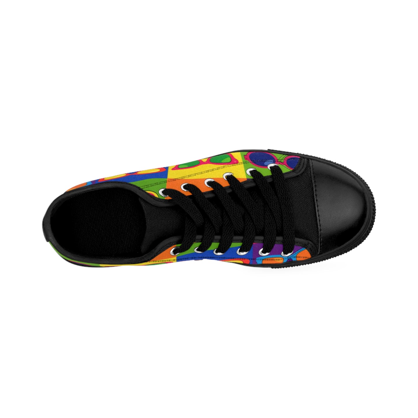 Colorblock Eyewear Pattern Women's Sneakers – Retro Rainbow Glasses Design