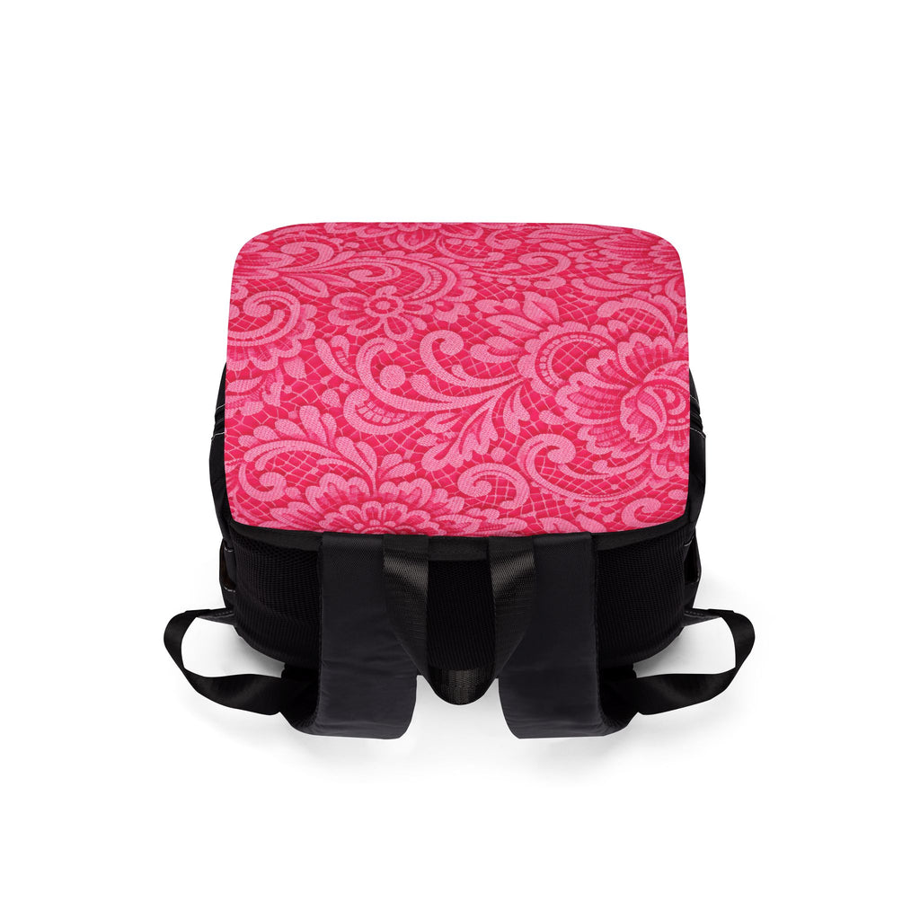Pink Lace Flap Backpack