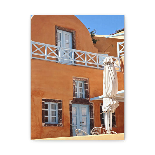 Santorini Orange Facade Canvas