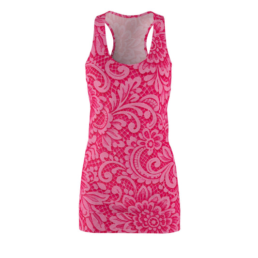 Pink Floral Racerback Dress - All-Over Print Women's Summer Dress