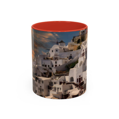 Santorini Sunset Mug, Oia Greece Coffee Cup, Mediterranean Architecture Travel Gift, Greek Island Home Decor, Aesthetic Santorini Souvenir
